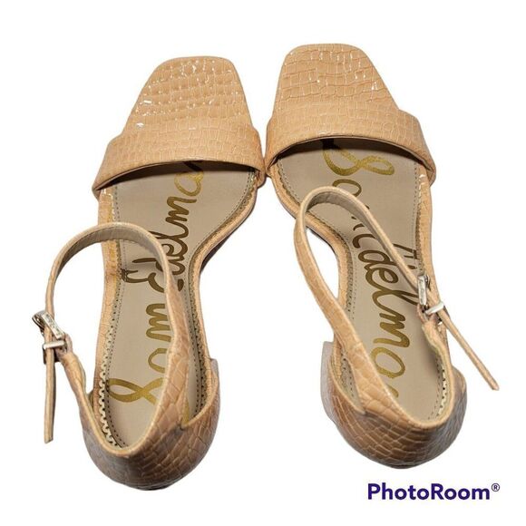 Sam Edelman Sandals Womens Sz 6 Daniella Open Toe Ankle Strap Heel Peach Croco - Picture 11 of 13
